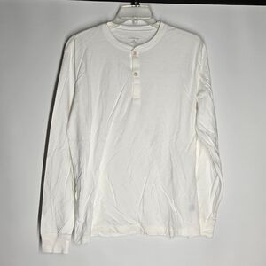 Lands' End White Long Sleeve Henley